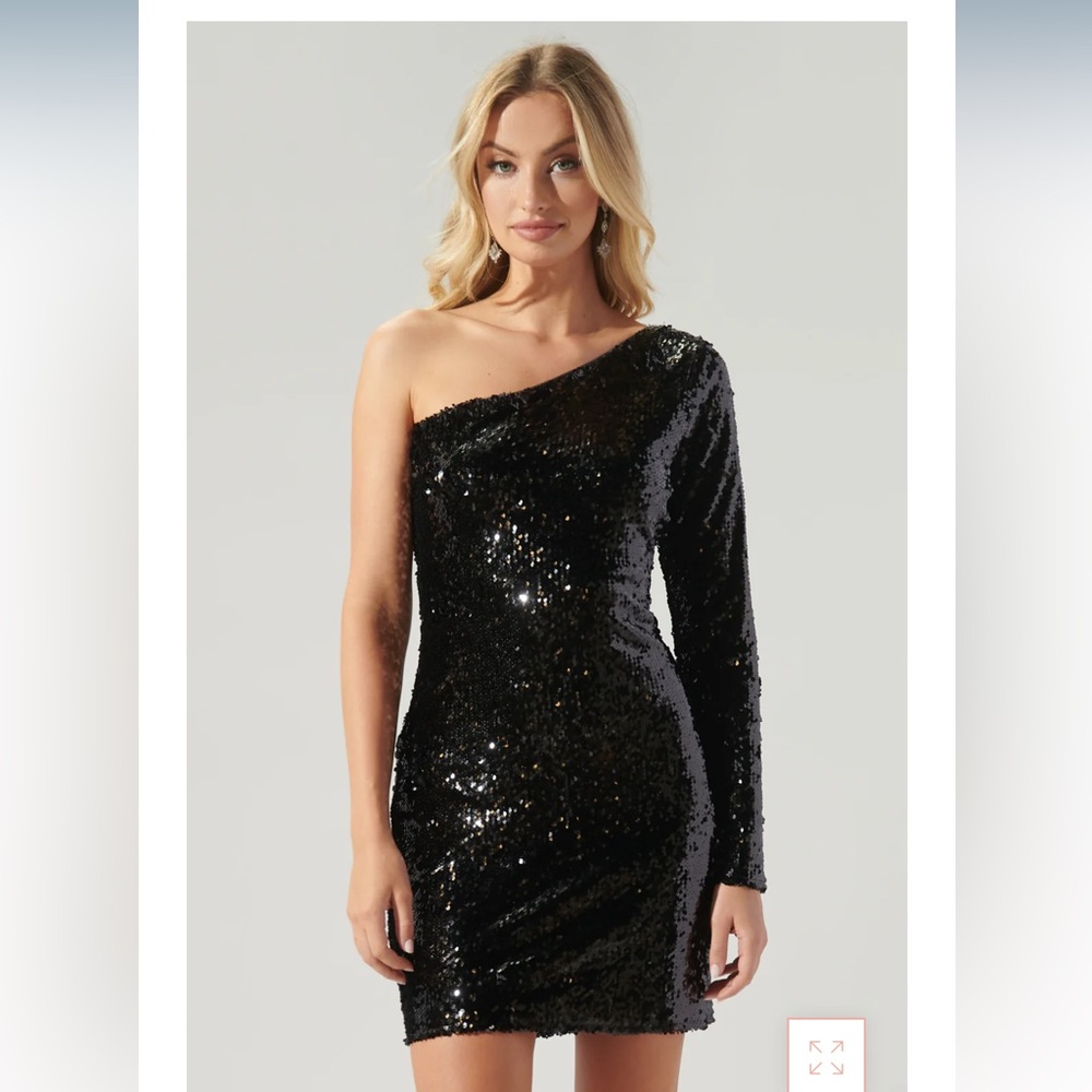 Aubrielle Sequin One Shoulder Dress by Sugar Lips